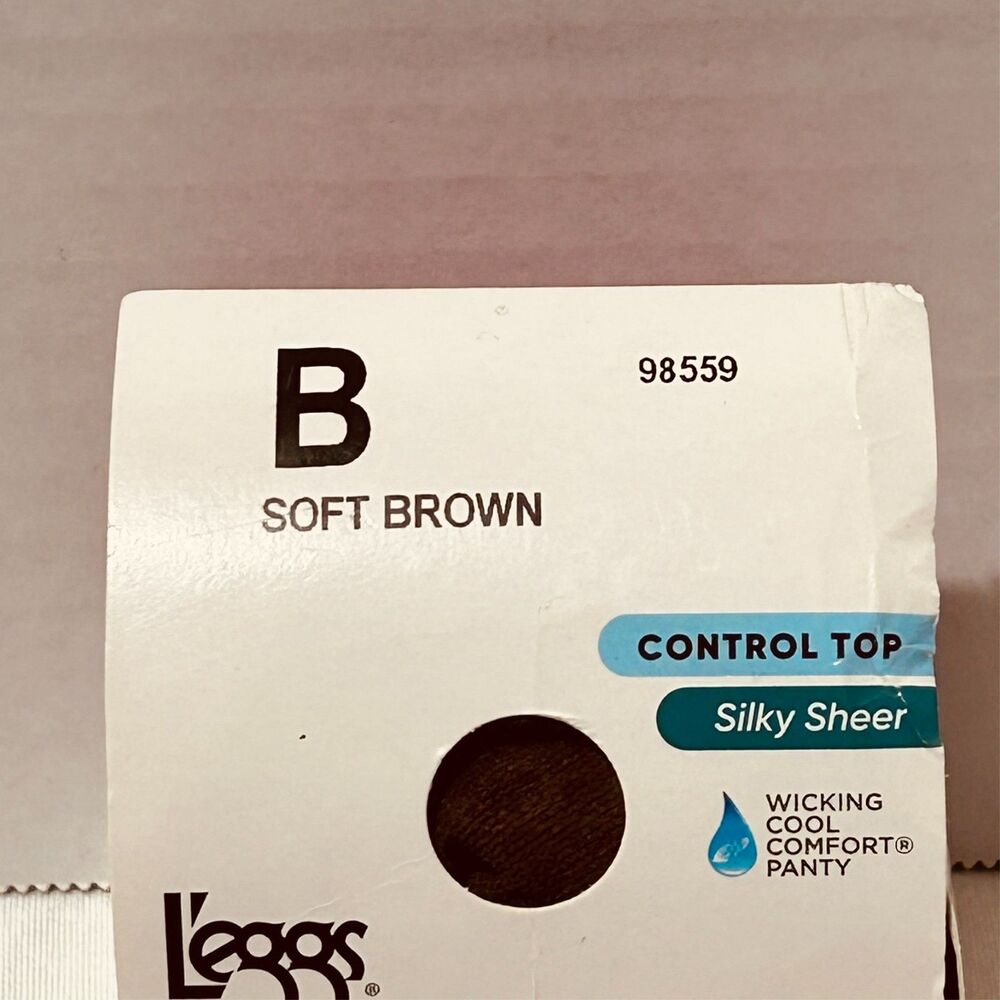 Leggs Silken Mist Control Top Pantyhose Silky Sheer Leg Soft Brown B Med 98559 - Picture 3 of 8
